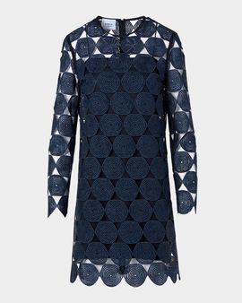 Akris punto Metallic Dot Lace Long-Sleeve Mini Dress