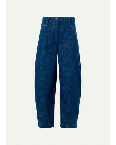 Akris punto Mid-Rise Denim Barrel-Leg Ankle Trousers