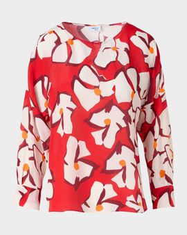 Akris punto Papercut Flower Print Viscose-Silk Crepe De Chine Blouse