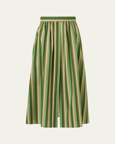 Akris punto Parasol Striped Cotton Poplin Midi Skirt