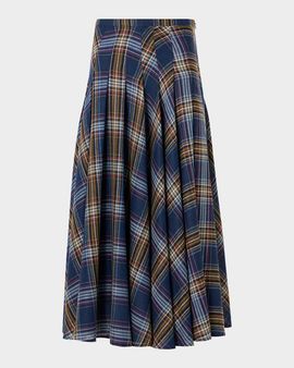 Akris punto Plaid Lightweight Wool Blend Shelley Midi Skirt