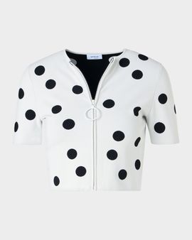 Akris punto Polka-Dot Short Knit Cardigan