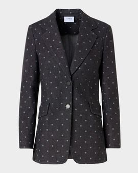 Akris punto Polka-Dot Stretch Denim Single-Breasted Jacket