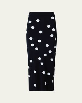 Akris punto Polka Dot Knit Midi Tube Skirt
