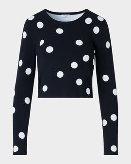 Akris punto Polka Dot Long-Sleeve Crop Sweater