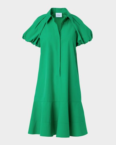 Akris punto Puff-Sleeve Tech Cotton Mini Dress