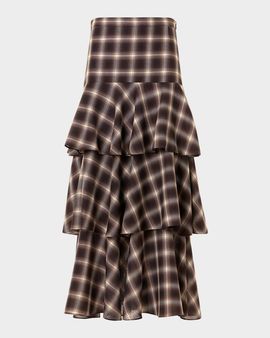 Akris punto Shelley Plaid Techno Wool-Blend Midi Skirt