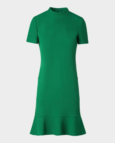 Akris punto Short Ruffle Hem Wool Tricotine Dress