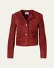Akris punto Single-Breasted Suede Collarless Jacket - 1