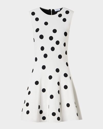 Akris punto Sleeveless Polka Dot Knit Mini Swing Dress