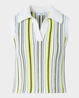 Akris punto Striped Crochet & Knit Cotton Top
