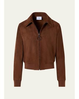 Akris punto Suede Bomber Short Jacket