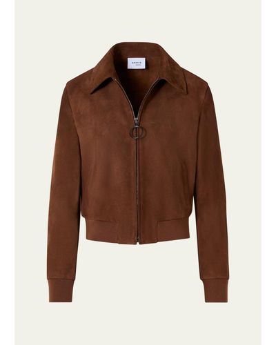 Akris punto Suede Bomber Short Jacket