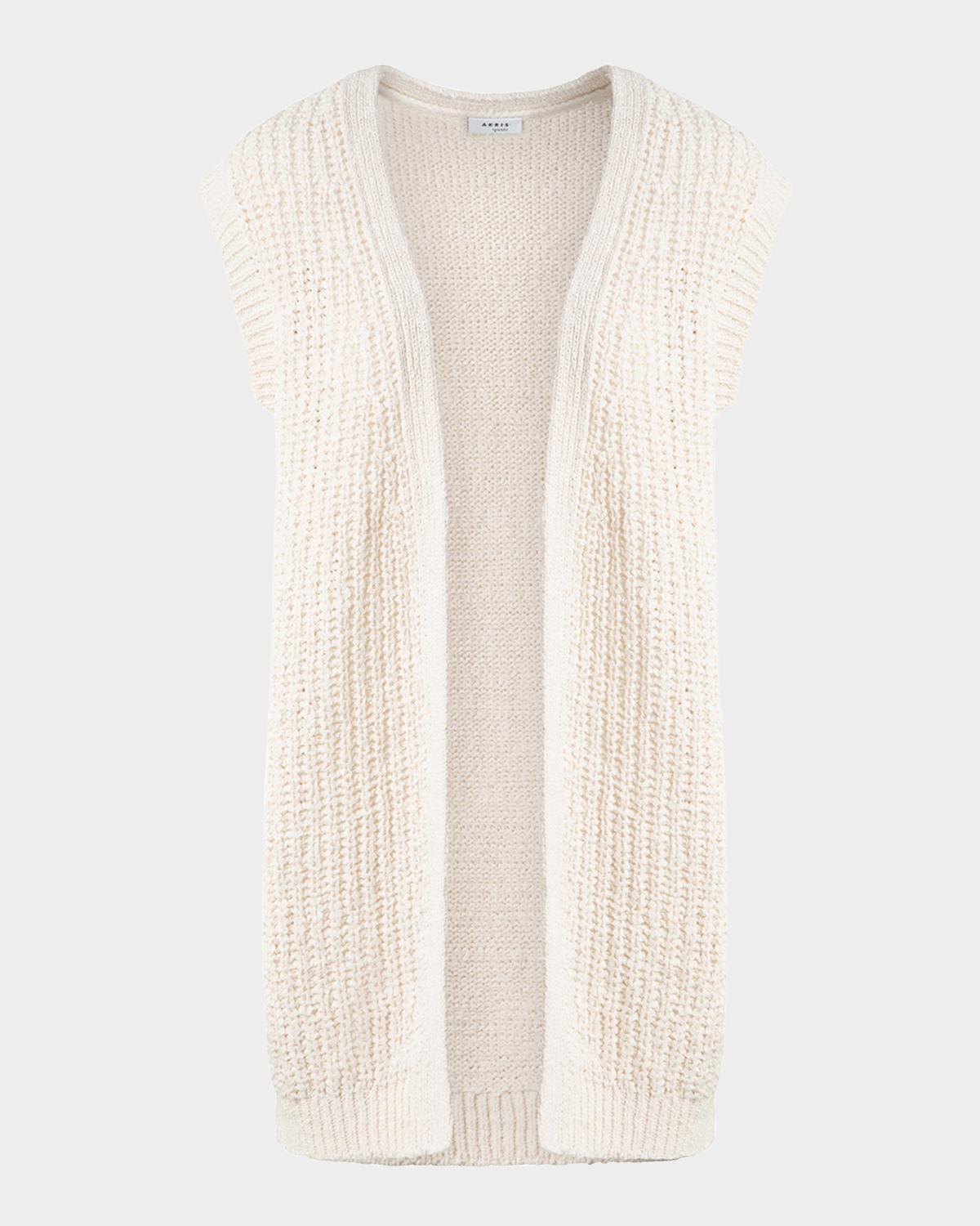 Akris punto Summer Tweed Knit Open Long Vest