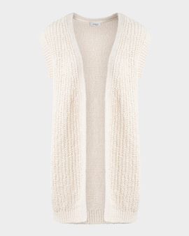 Akris punto Summer Tweed Knit Open Long Vest