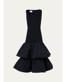 Akris punto Tiered Drop-Waist Midi Dress