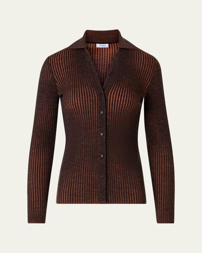 Akris punto Two-Tone Ribbed Merino Cardigan
