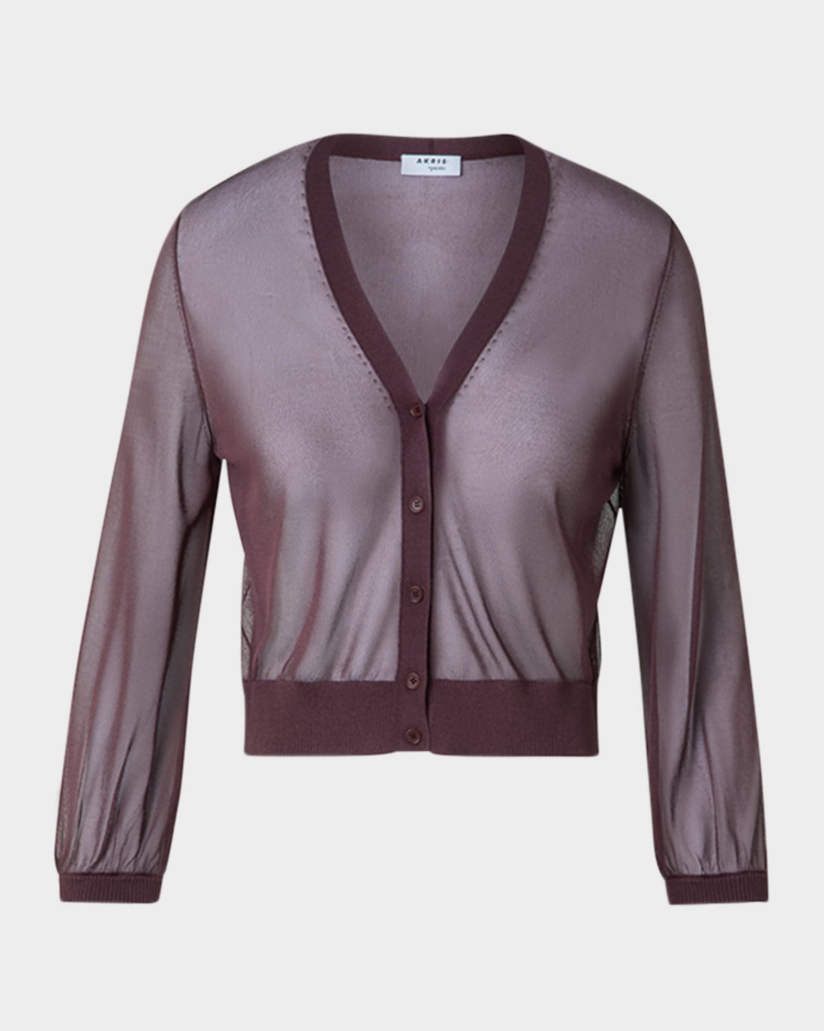 Akris punto V-Neck Sheer Viscose Knit Crop Cardigan
