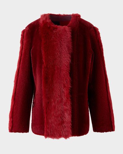 Akris punto Vertical Paneled Lamb Shearling Jacket