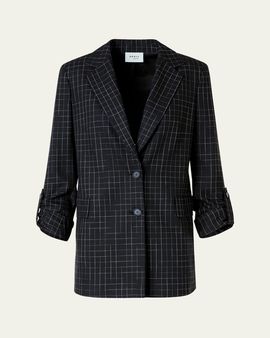 Akris punto Windowpane Check Single-Breasted Jacket