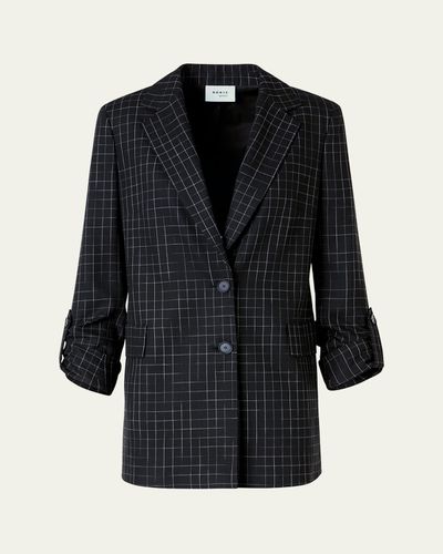 Akris punto Windowpane Check Single-Breasted Jacket