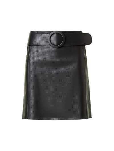 Akris punto Women's Belted Pin Dot Leather Miniskirt