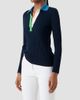 Akris punto Women's Colorblocked Rib-Knit Wool Long-Sleeve Polo Shirt - 6