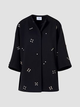 Akris punto Women's Diamond Dice Dot Wool Car Coat