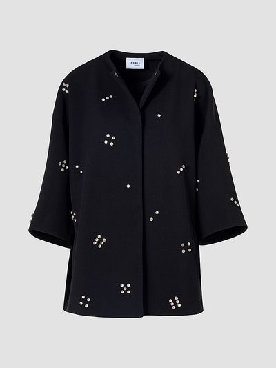 Akris punto Women's Diamond Dice Dot Wool Car Coat