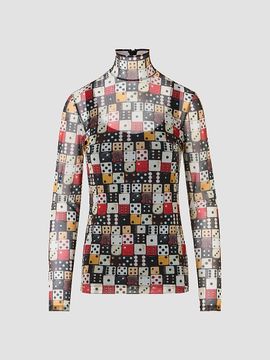 Akris punto Women's Dice Print Tulle Top