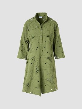 Akris punto Women's Eyelet Embroidered Cotton Handkerchief Mini Dress