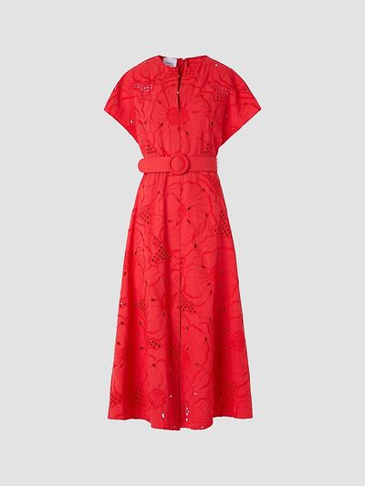Akris punto Women's Eyelet Embroidered Cotton Midi Dress