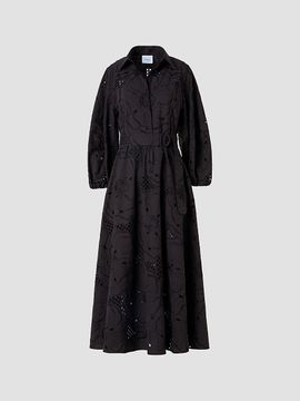 Akris punto Women's Floral-Embroidered Eyelet Cotton Midi Shirtdress