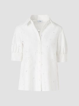 Akris punto Women's Floral-Embroidered Eyelet Shirt
