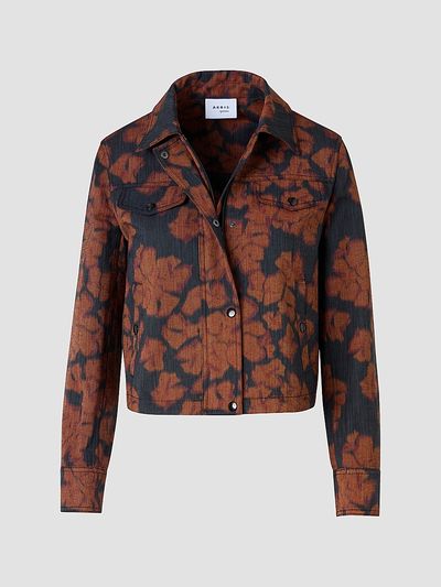 Akris punto Women's Floral Cotton-Blend Denim Moto Jacket