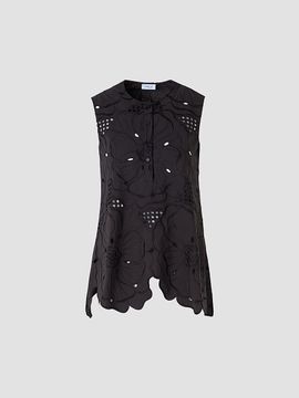 Akris punto Women's Floral Eyelet Cotton Tunic Blouse
