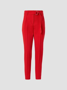 Akris punto Women's Fred Virgin-Wool Belted Mid-Rise Tapered-Leg Pants