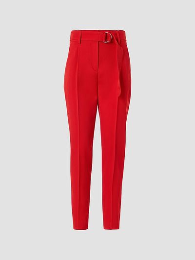 Akris punto Women's Fred Virgin-Wool Belted Mid-Rise Tapered-Leg Pants