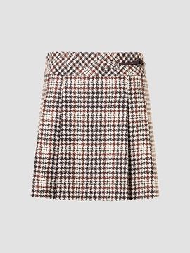 Akris punto Women's Houndstooth Tweed Wool-Blend Mini Kilt Skirt