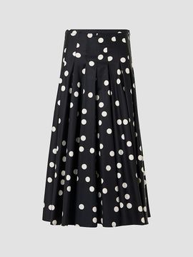 Akris punto Women's Polka Dot Cotton Satin Midi Skirt