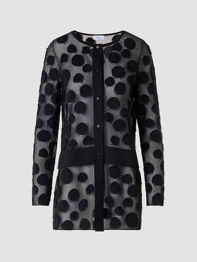 Akris punto Women's Polka Dot Intarsia-Knit Tulle Cardigan