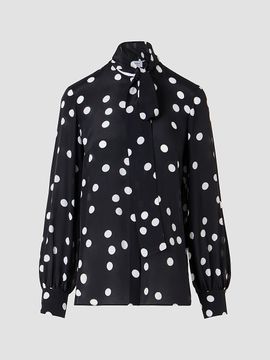 Akris punto Women's Polka Dot Silk Tieneck Blouse