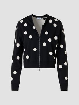 Akris punto Women's Polka Dot Wool Zip Cardigan