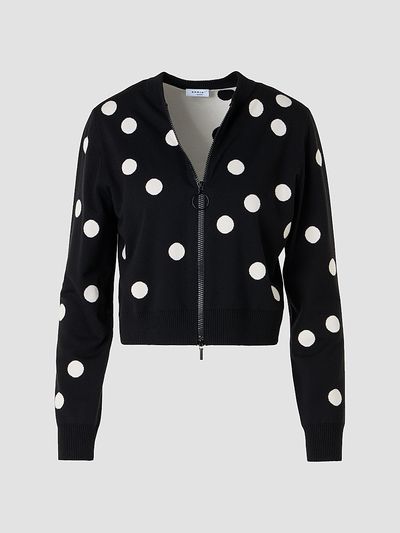 Akris punto Women's Polka Dot Wool Zip Cardigan
