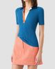Akris punto Women's Rib-Knit Wool Short-Sleeve Polo Shirt - 6