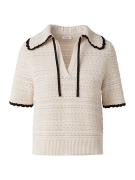 Akris punto Women's Scallop Trim Crochet-Knit Cotton Top