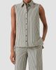 Akris punto Women's Seersucker Striped Cotton Blouse - 4