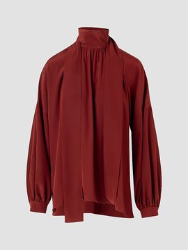 Akris punto Women's Silk Crepe de Chine Bow Blouse