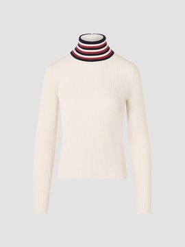 Akris punto Women's Stripe Mock Turtleneck Wool Sweater