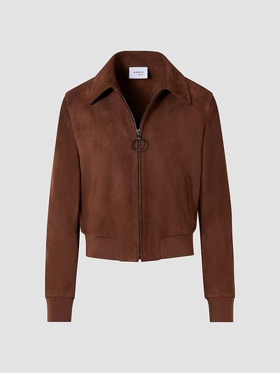Akris punto Women's Suede Bomber Short Jacket